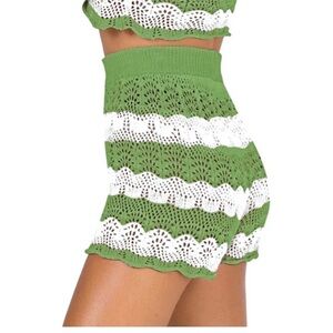 Rebellion Kids Crochet Shorts Set - Green and Cream size S